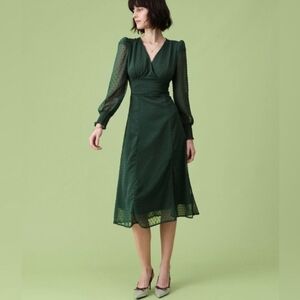NWT Rihoas Size S Green Chiffon Madi Dress